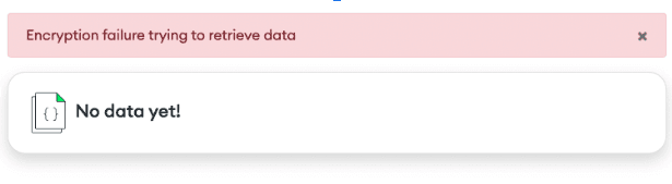 demo application showing an error message when trying to retrieve data